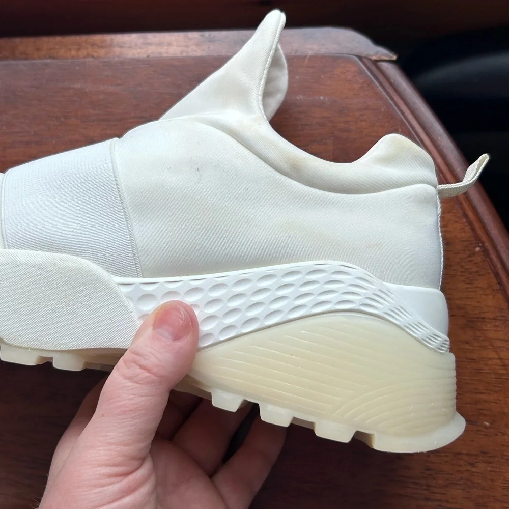 J/Slides White Slip-On Platform Sneakers | Size 8